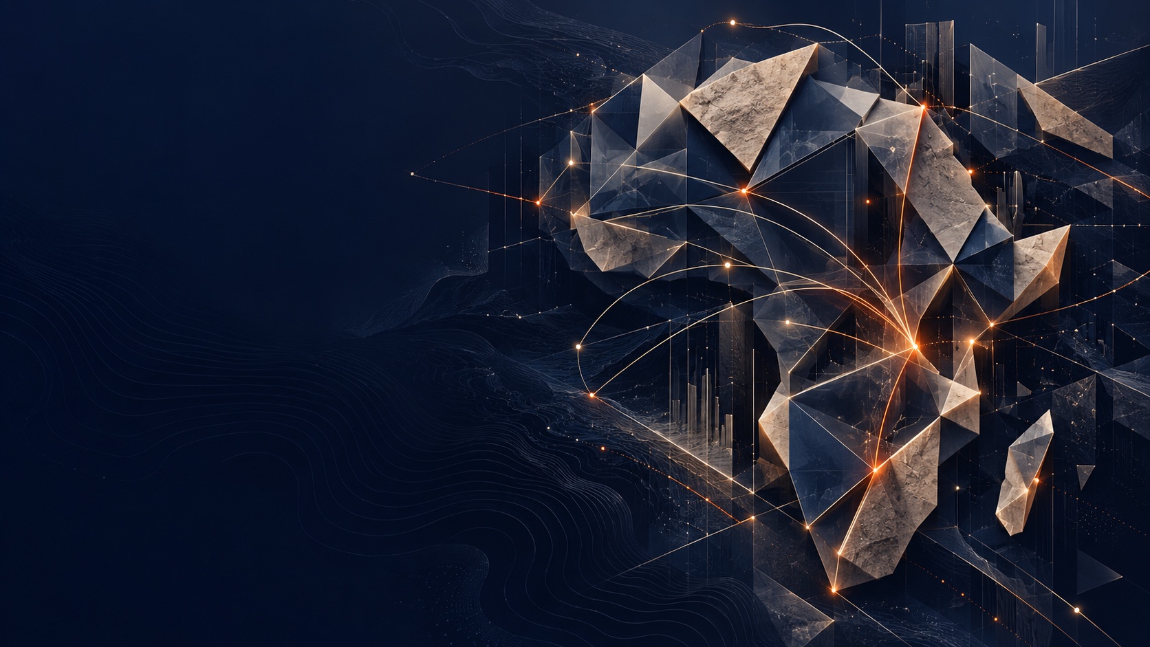 Abstract geometric artwork suggesting connected markets and infrastructure across Africa